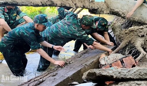 Sư đoàn 330 hỗ trợ khắc phục sạt lở tại Trường Mẫu giáo An Cư