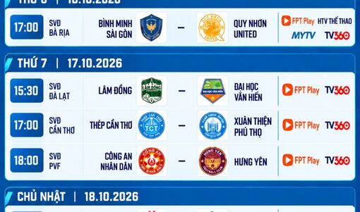 Lịch trực tiếp vòng 3 Giải hạng nhất: Câu lạc bộ Công An Nhân Dân đấu Hưng Yên