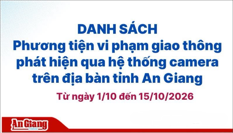 Phương tiện vi phạm giao thông qua camera tại An Giang từ ngày 1 đến 15/10/2026