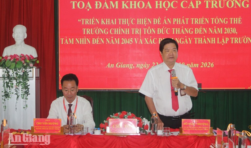 Trường Chính trị Tôn Đức Thắng phấn đấu đạt 70% chỉ tiêu trường chuẩn mức 2 trong năm 2026