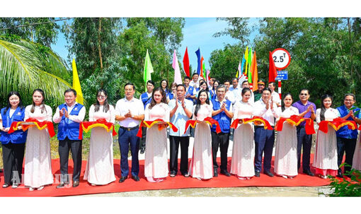 Đại tướng Lê Hồng Anh dự lễ khánh thành cầu nông thôn xã Vĩnh Bình